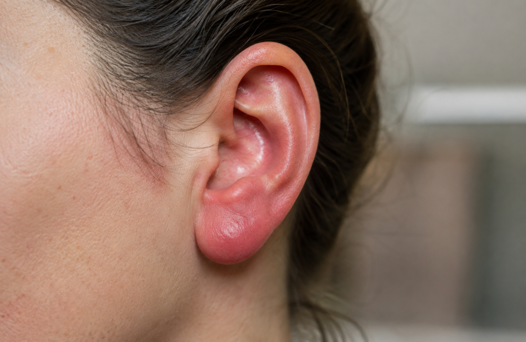 Self-check guide for warning signs after ear filler such as swelling and inflammation