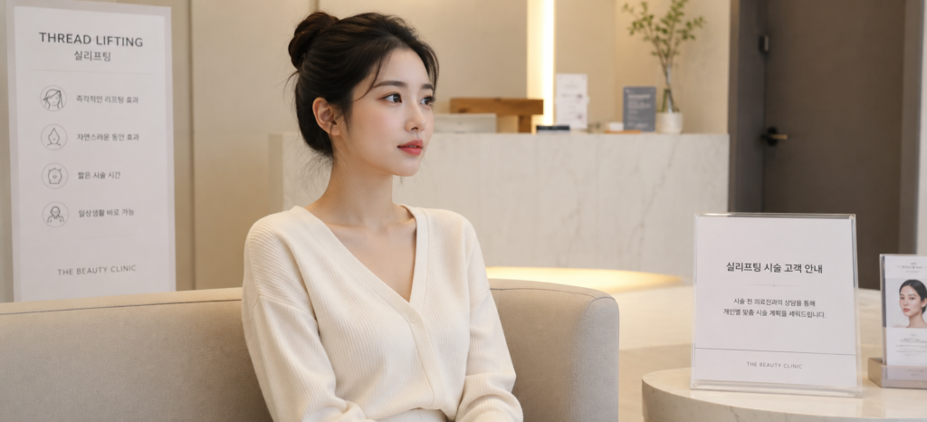 실리프팅 시술 대기하고 있는 여성